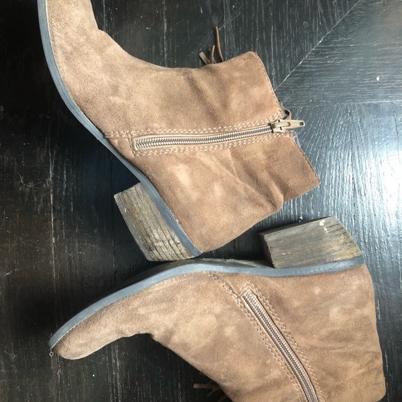 Suede Brown Leather Fringe Cowboy Booties (sz 6.5) - Picture 2 of 5